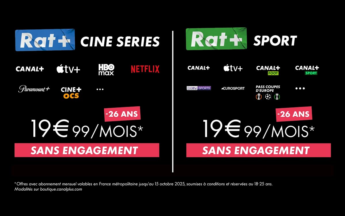 RAT+ : les deux packs Cine/Series et Sport