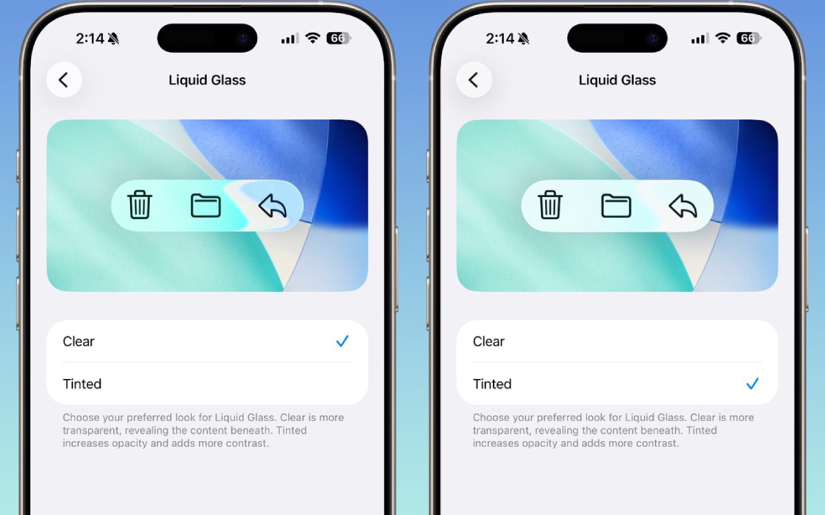 reglage liquid glass apple