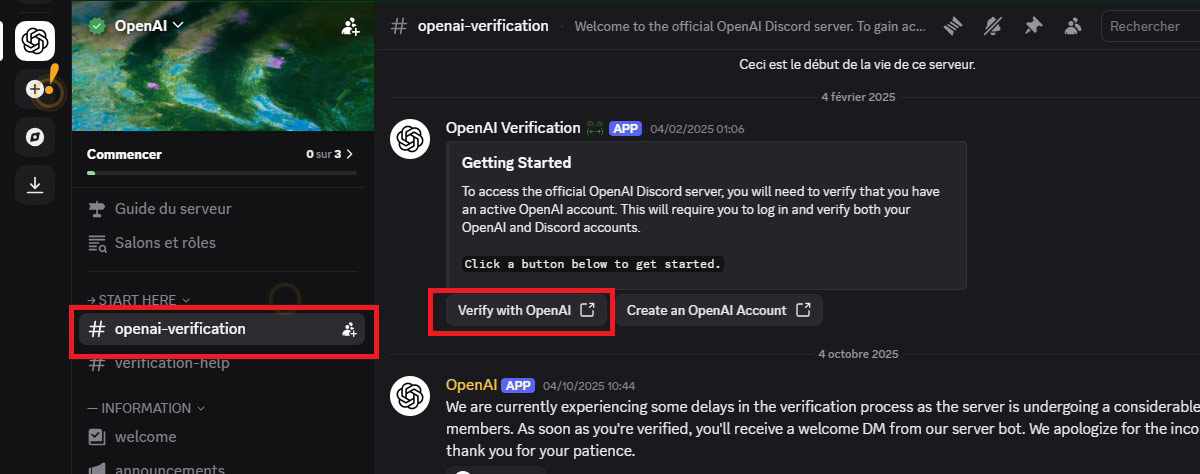 Vérifier Discord OpenAI