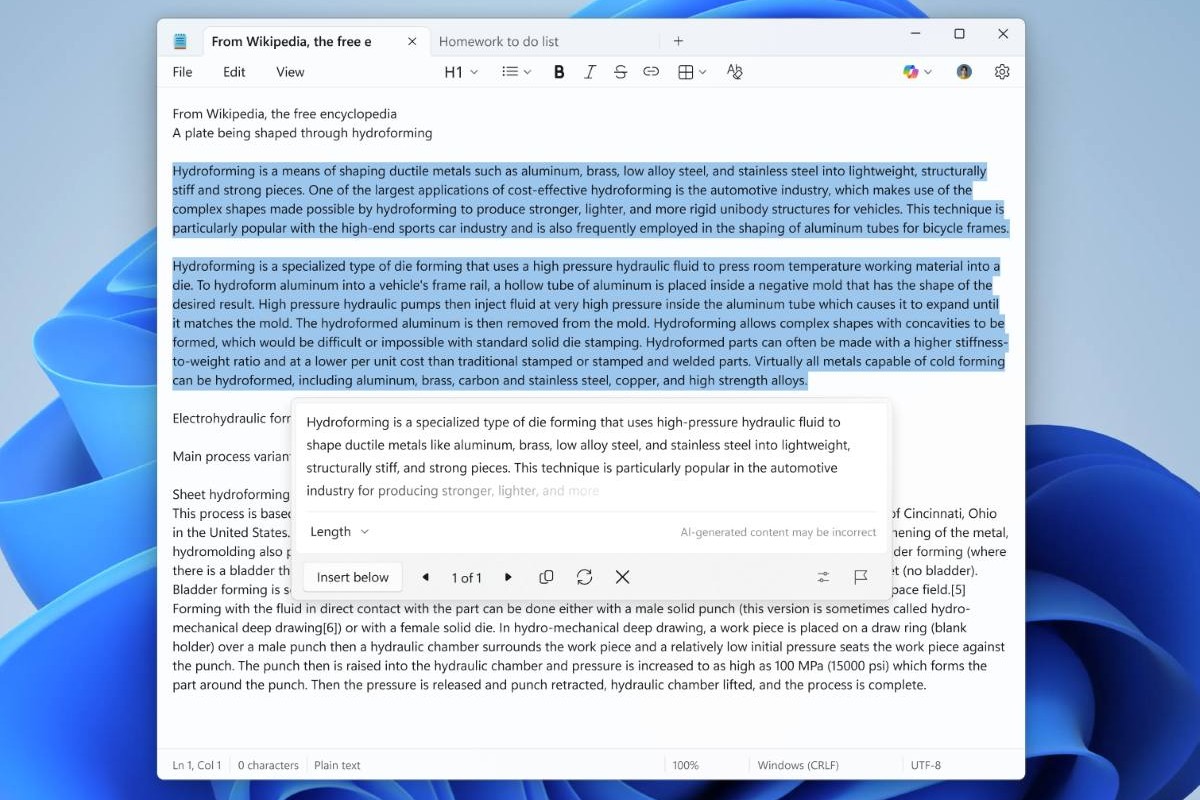Bloc-notes Microsoft Windows 11 streaming IA