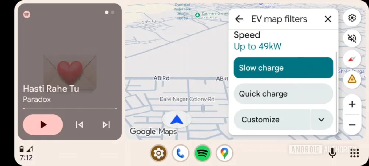 Google Maps Android Auto filtres bornes de recharge voiture électrique
