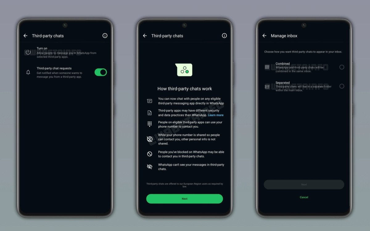 WhatsApp discussions applications tierces