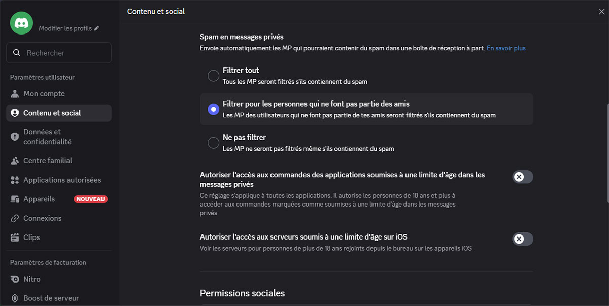 Confidentialité sur Discord