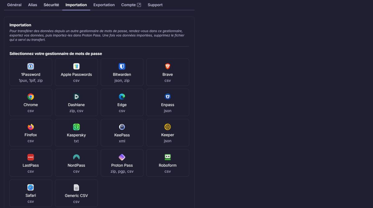 Proton pass import