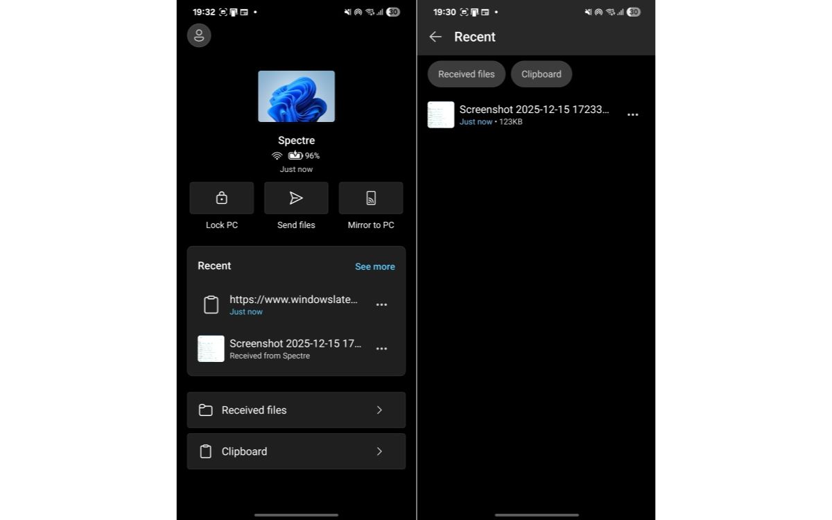 Link to Windows Android Windows 11