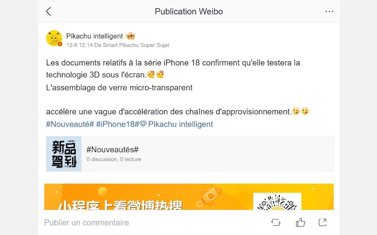 rumeur iPhone 18 abandon Dynamic Island