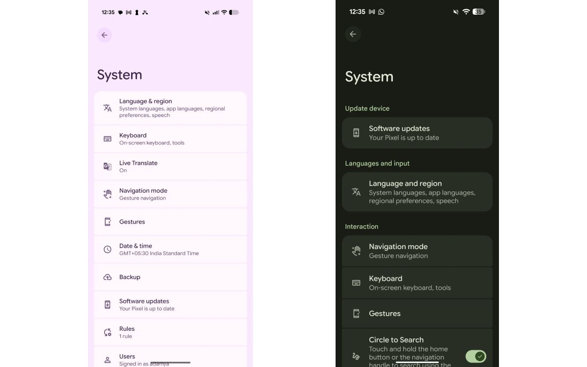 Android 16 QPR3 parametres systeme vieux VS nouveaux