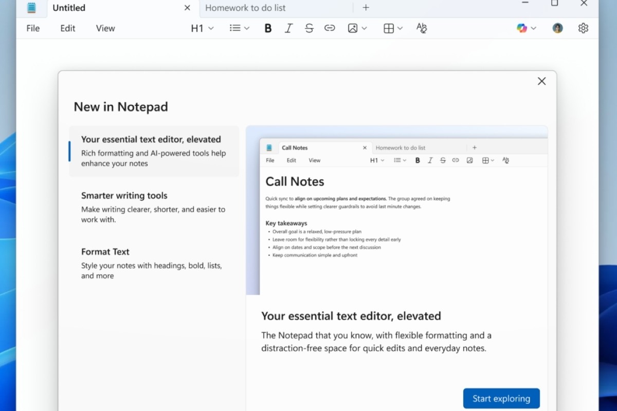 Bloc-notes fenêtre accueil