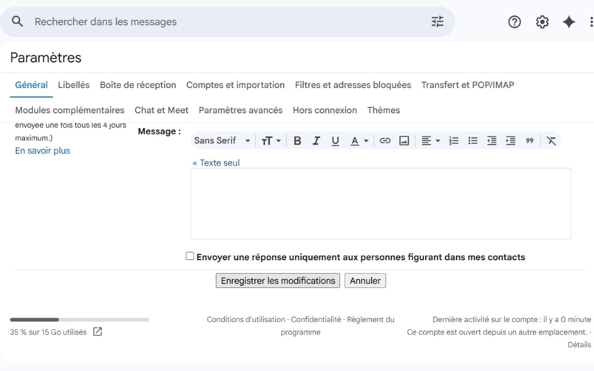 Gmail délai annulation envoi