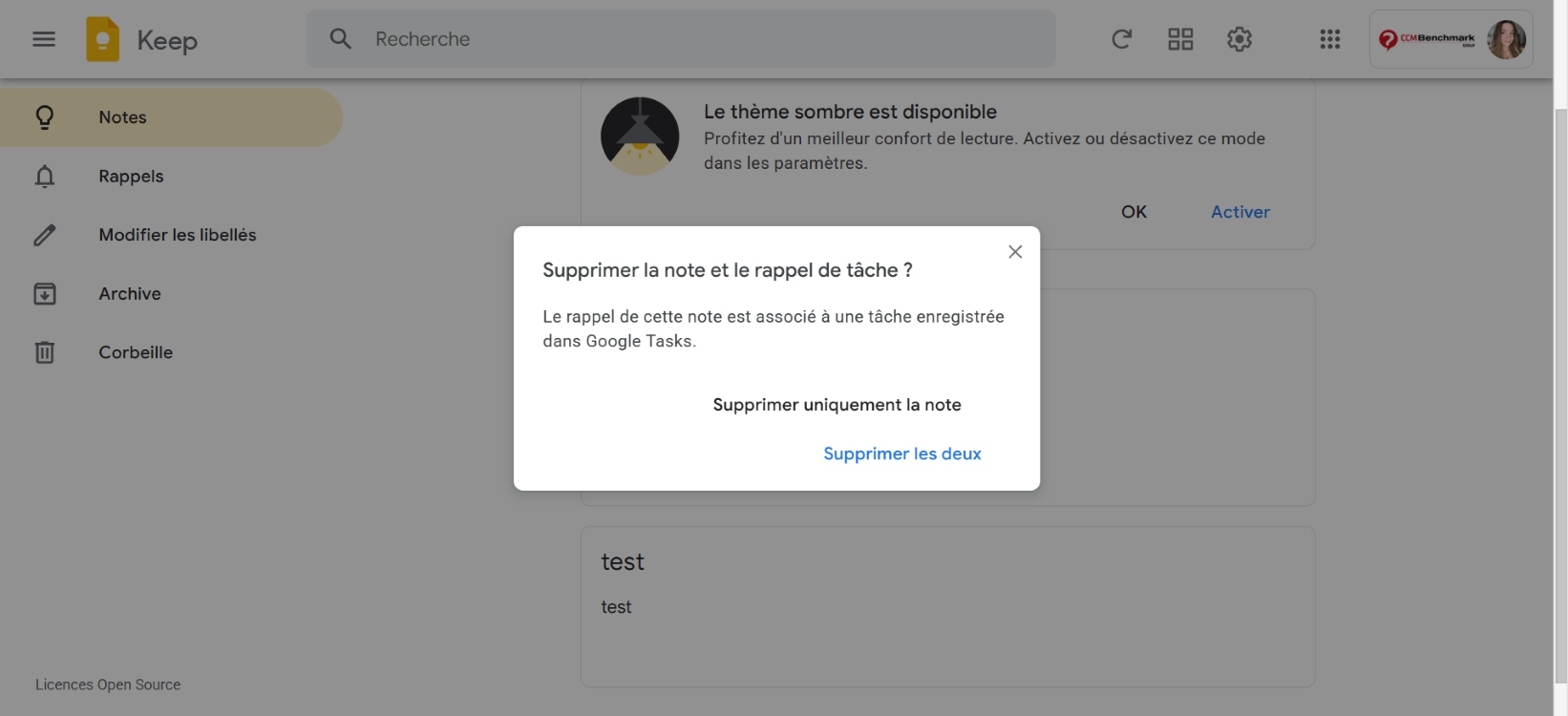 Google Keep rappels vers Tasks 3