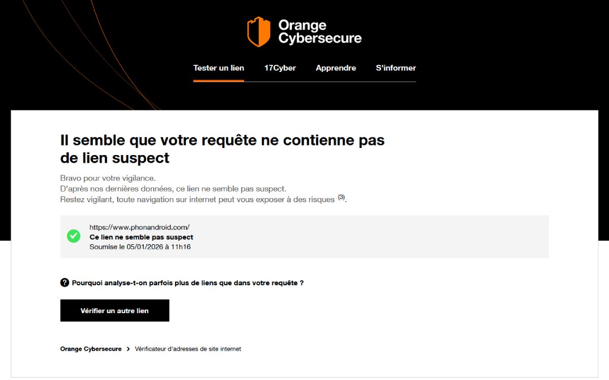 L'interface du service Orange Cybersecure