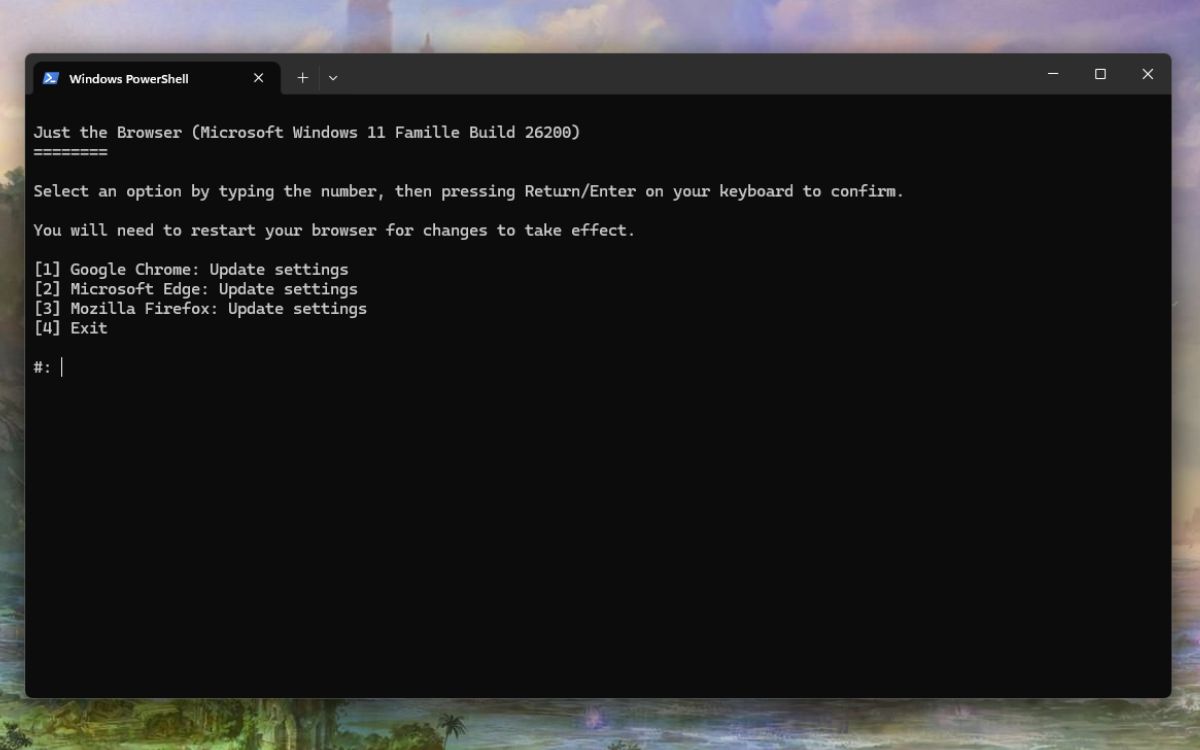 Script suppression fonction IA navigateur Web