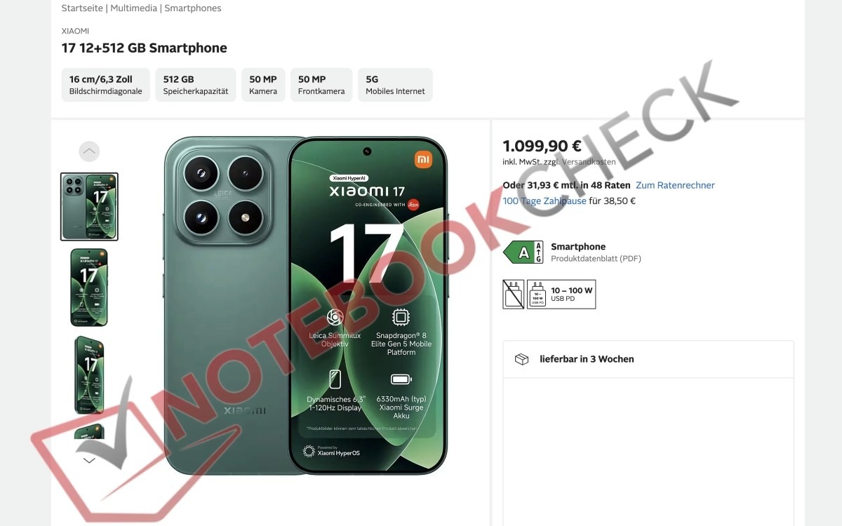 xiaomi 17 prix euros