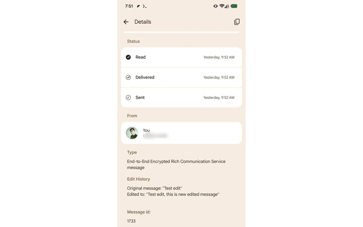 Google Messages historique des modifications