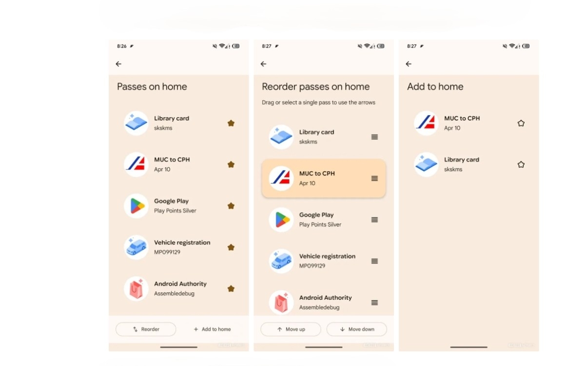 Google Wallet refonte passes favoris