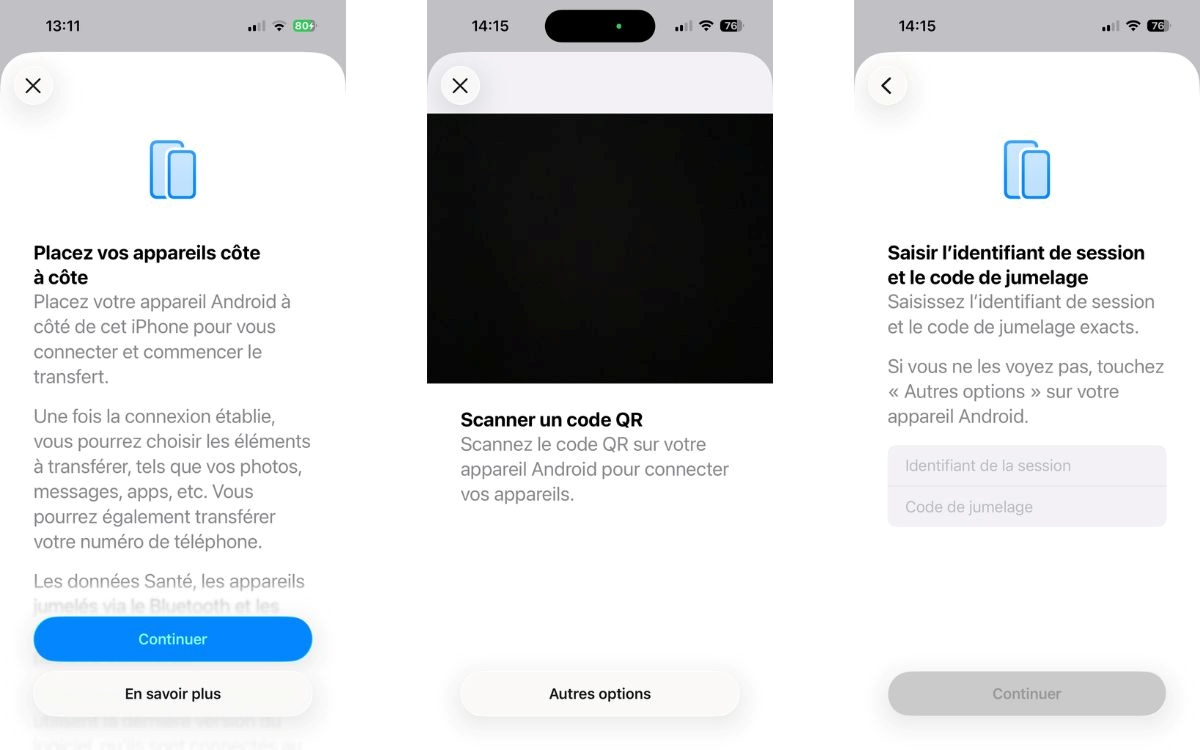 Transfert iPhone-Android iOS 26.3