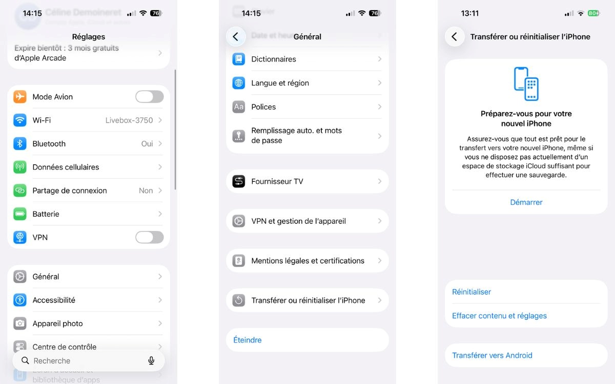 Transfert iPhone-Android iOS 26.3