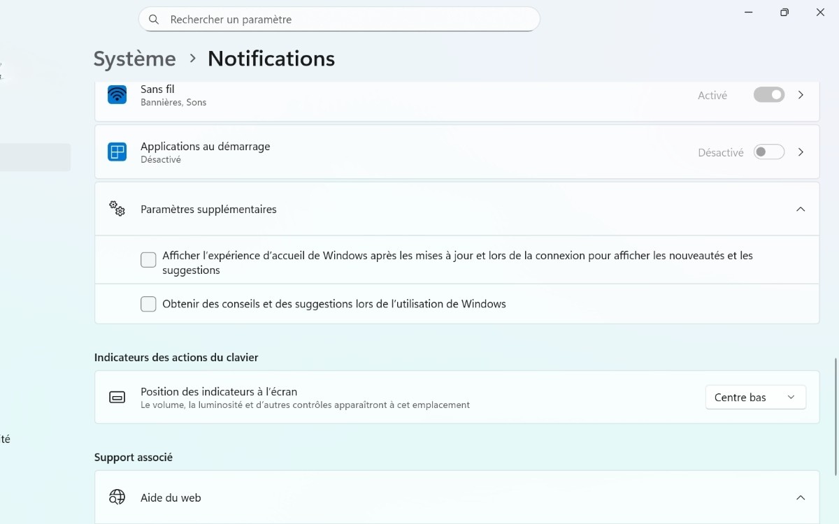 Windows 11 désactiver notifications système