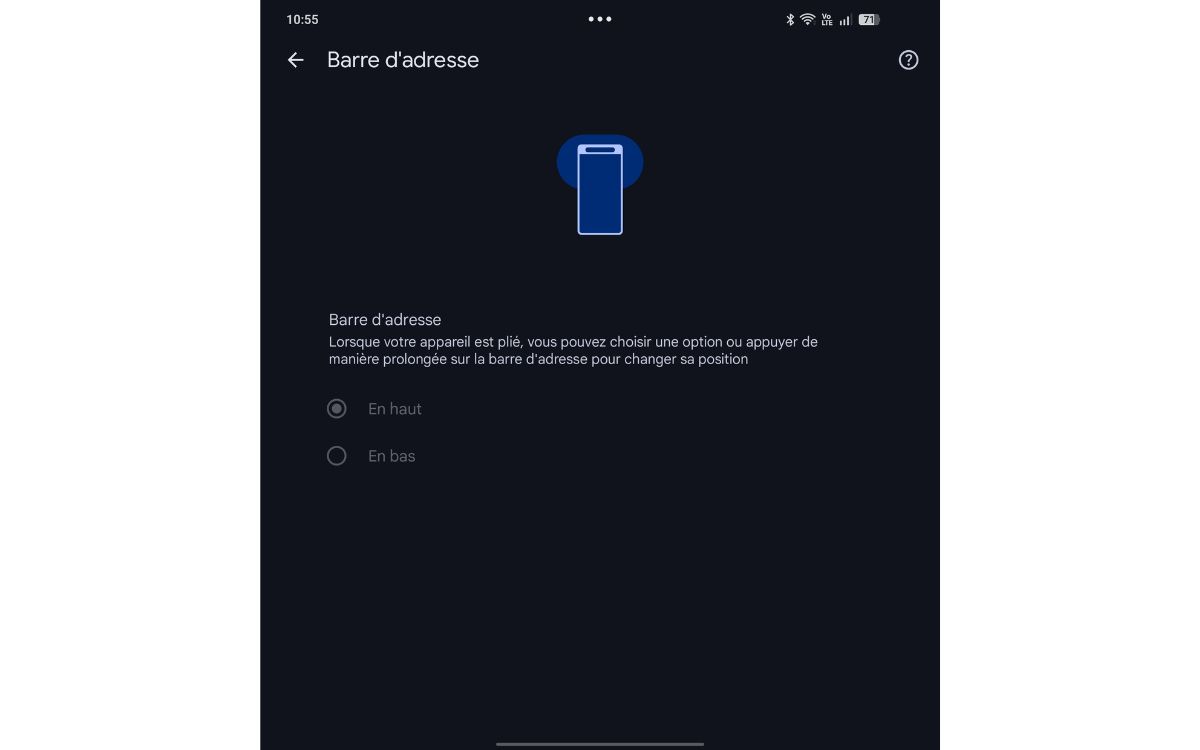 Chrome Android barre d'adresse