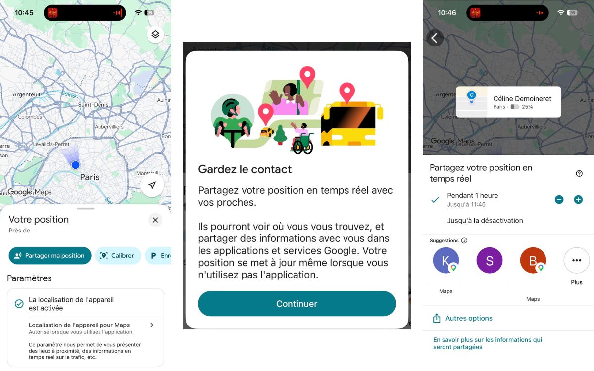 Google Maps partage position