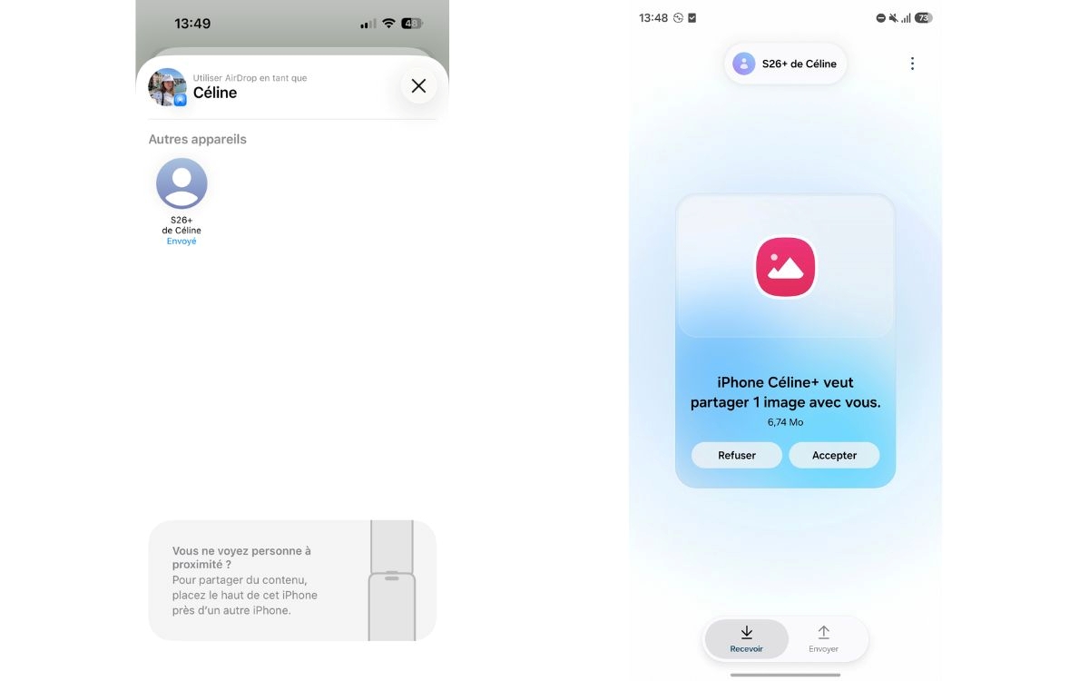 Samsung Galaxy Quick Share compatible AirDrop Apple 2