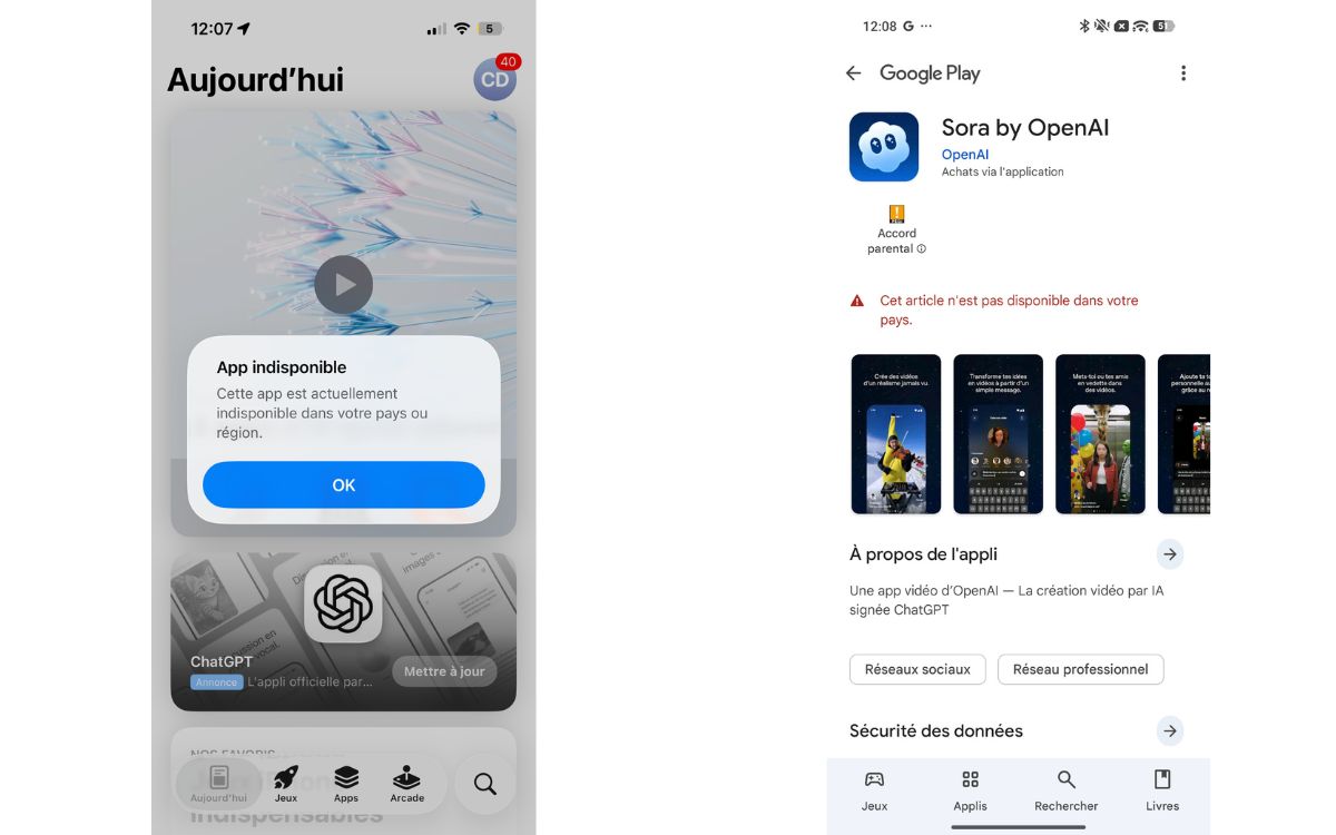 Sora indisponible France