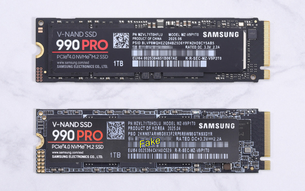 Vrai et faux SSD Samsung 990 Pro
