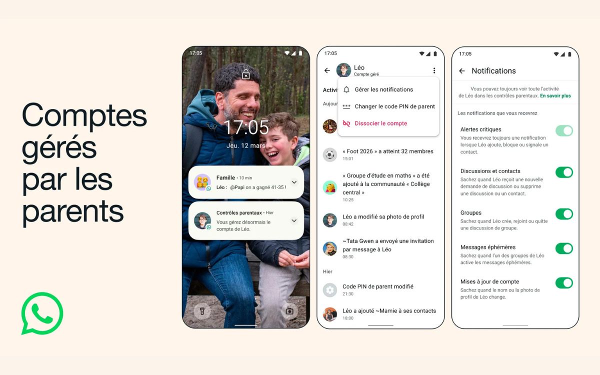 WhatsApp compte géré par un parent