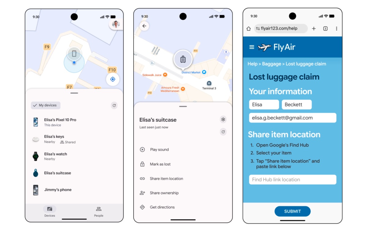 google find hub bagages