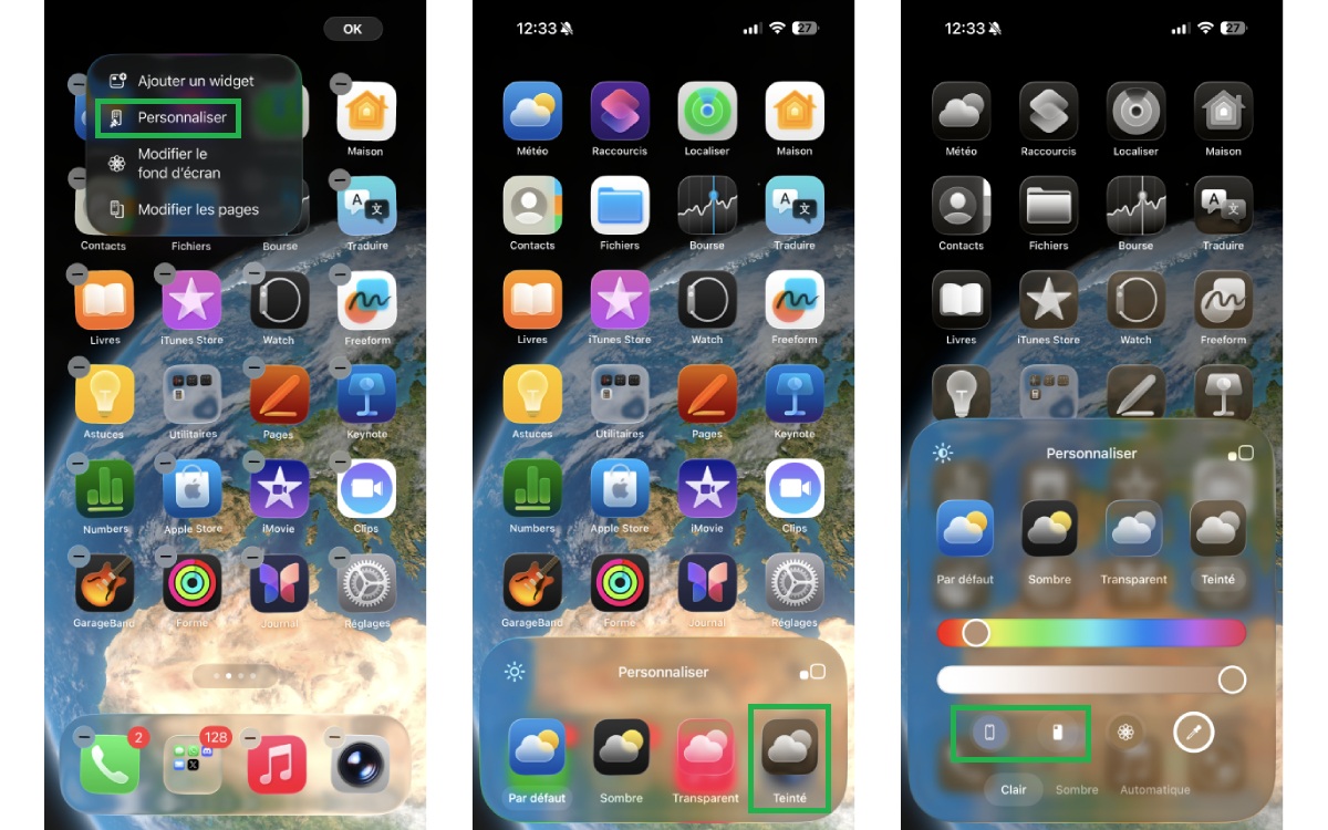 iOS 26 couleur icones
