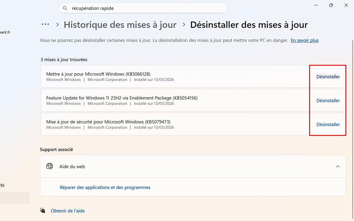 tutoriel restauration windows 11