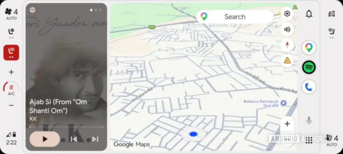 Android Auto interface commandes climatisation