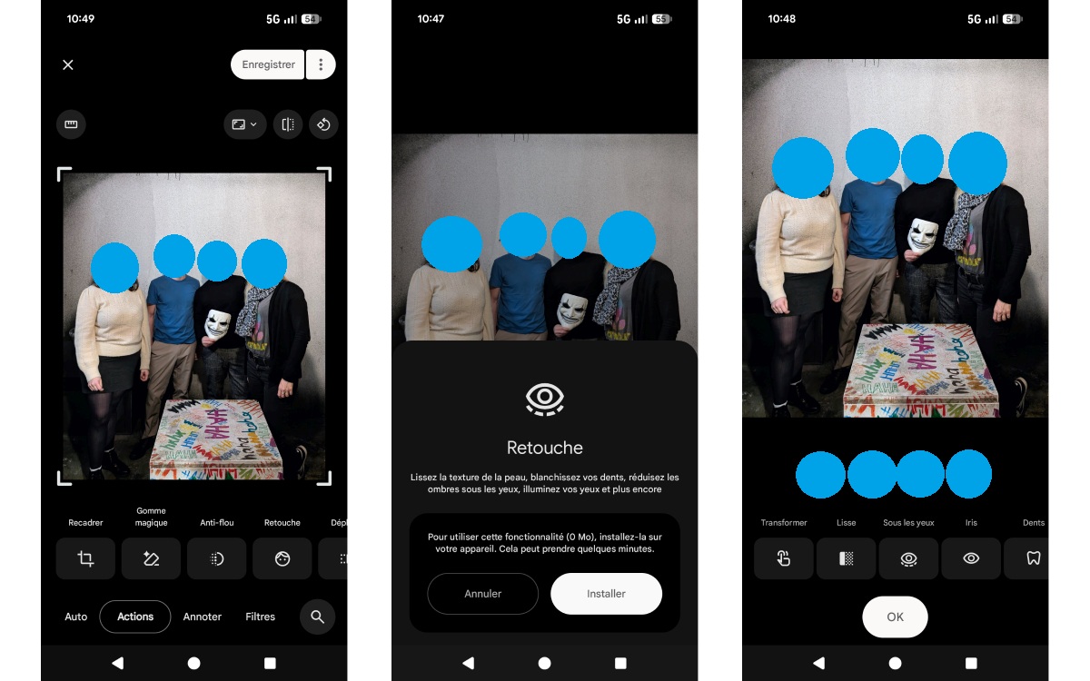 Google Photos retouches rapides