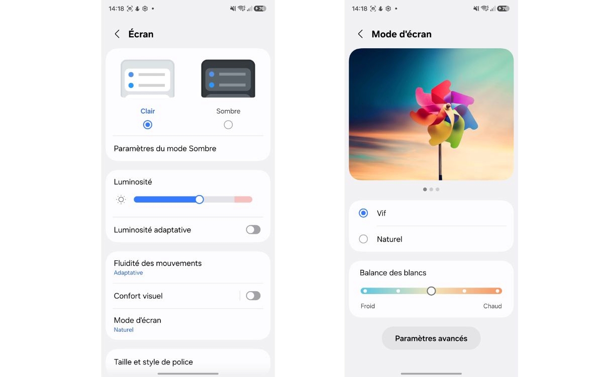 Test Samsung Galaxy A57 écran