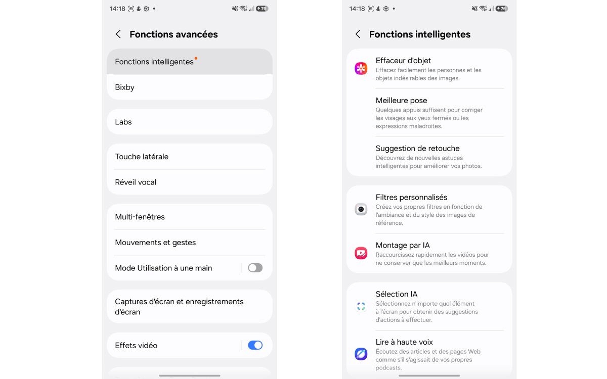 Test Samsung Galaxy A57 fonctions intelligentes