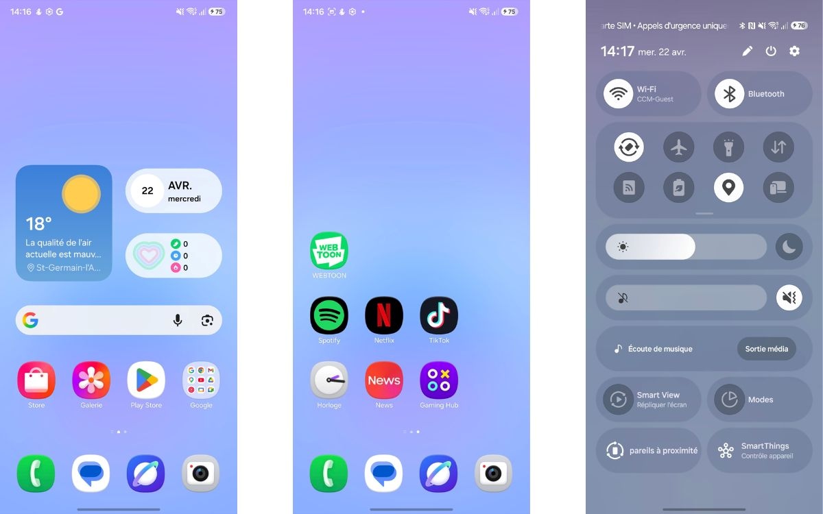 Test Samsung Galaxy A57 interface