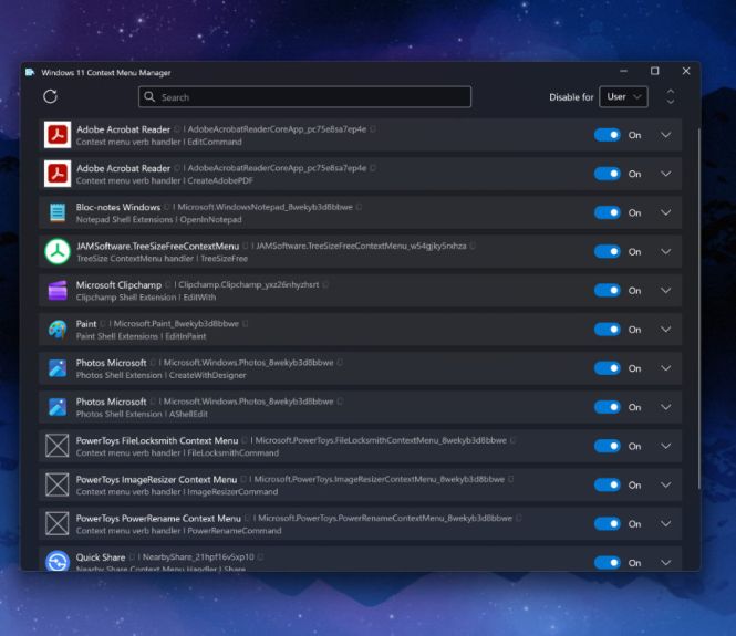 Windows 11 Context Menu Manager