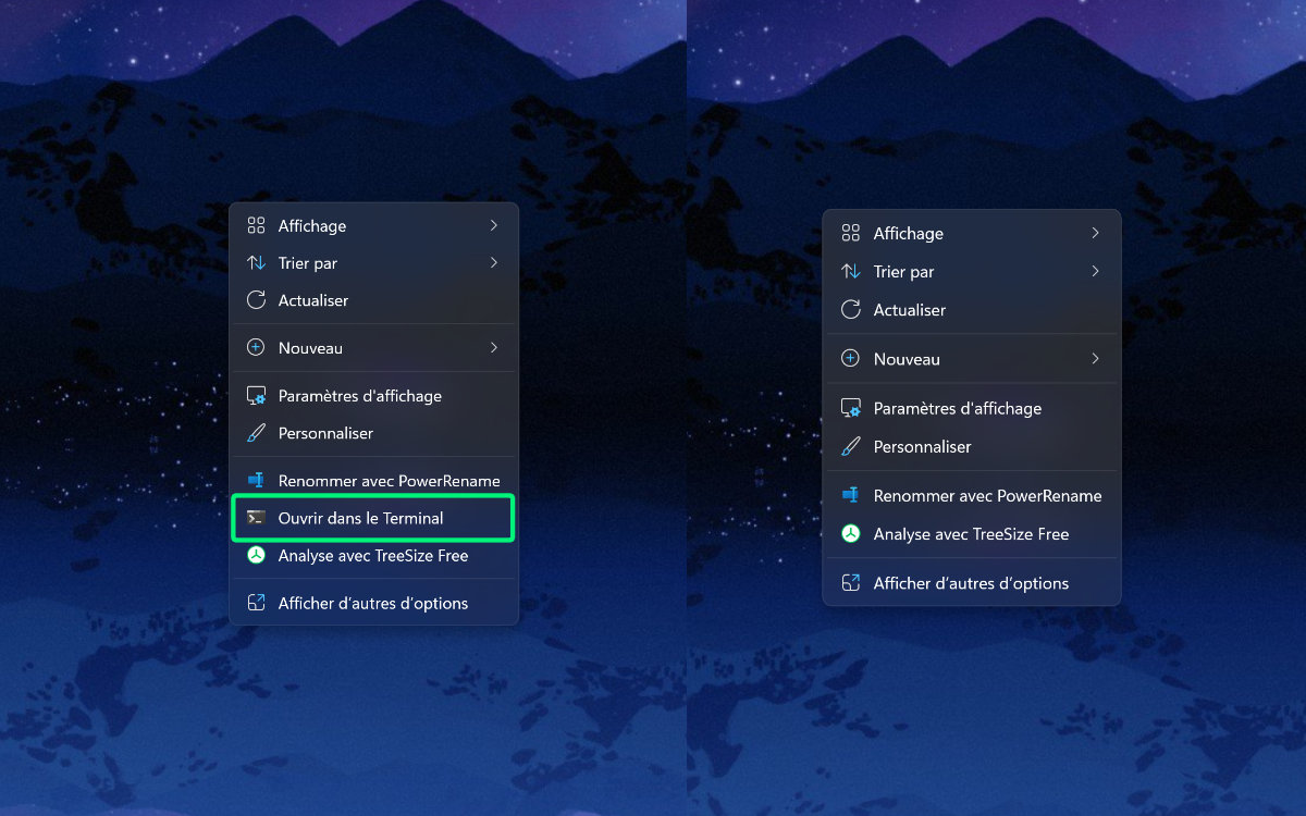 Windows 11 Context Menu Manager avant après