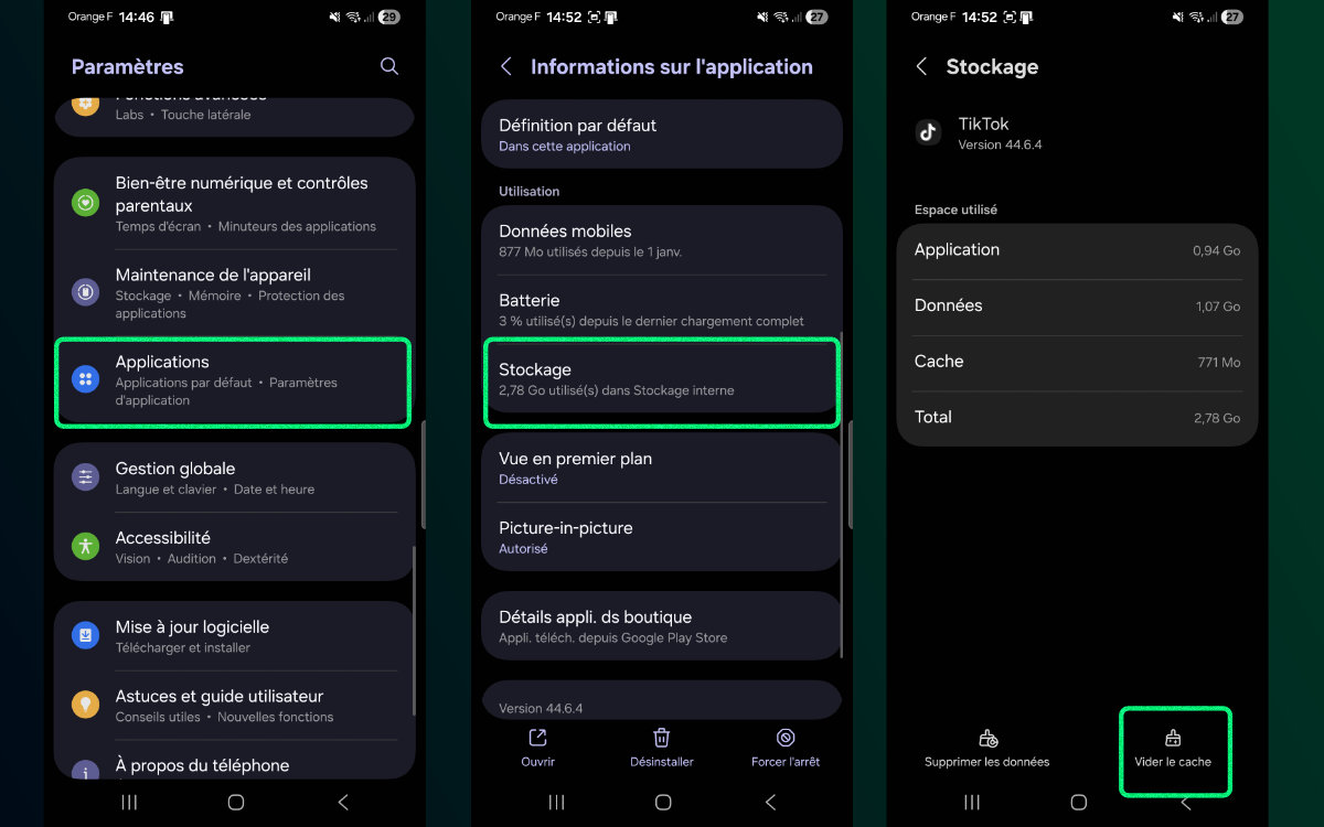android nettoyer cache tuto