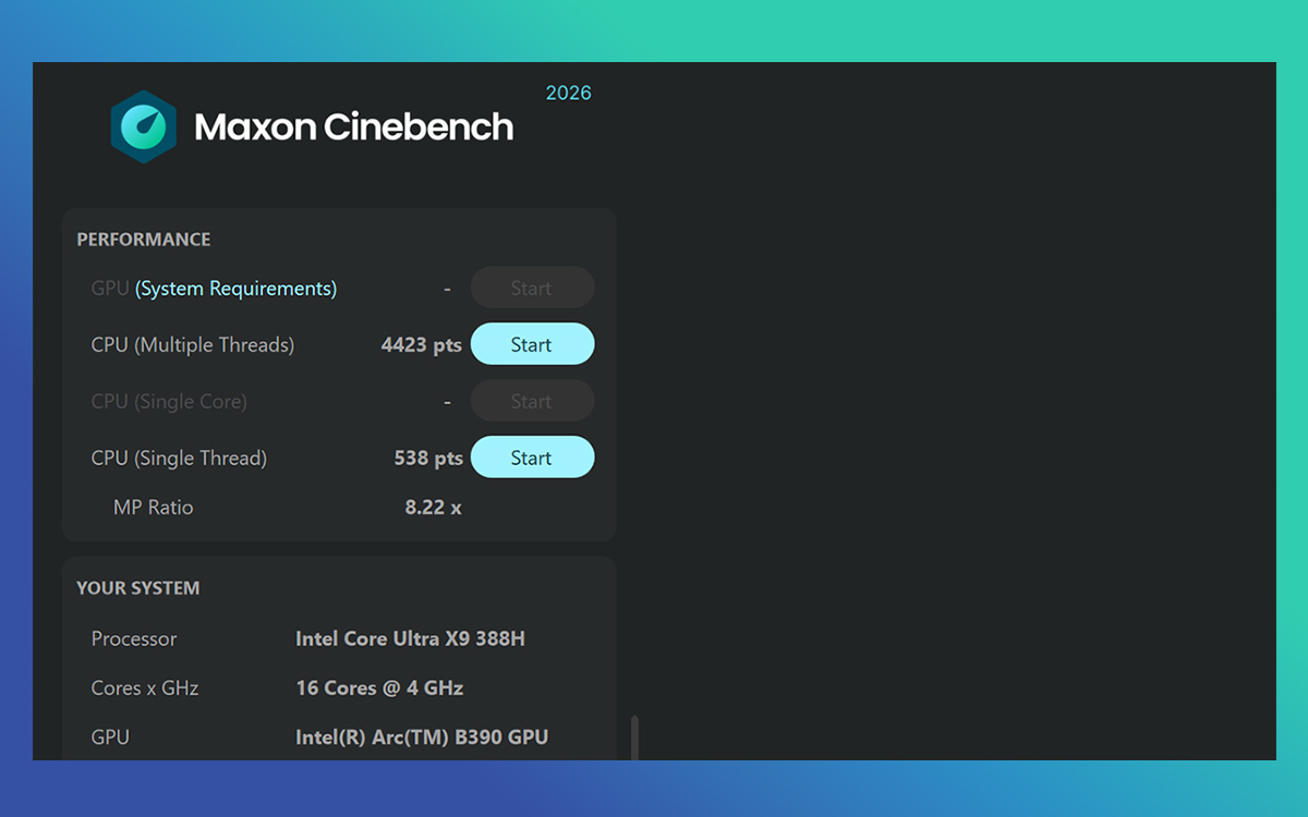 asus zenbook duo test cinebench