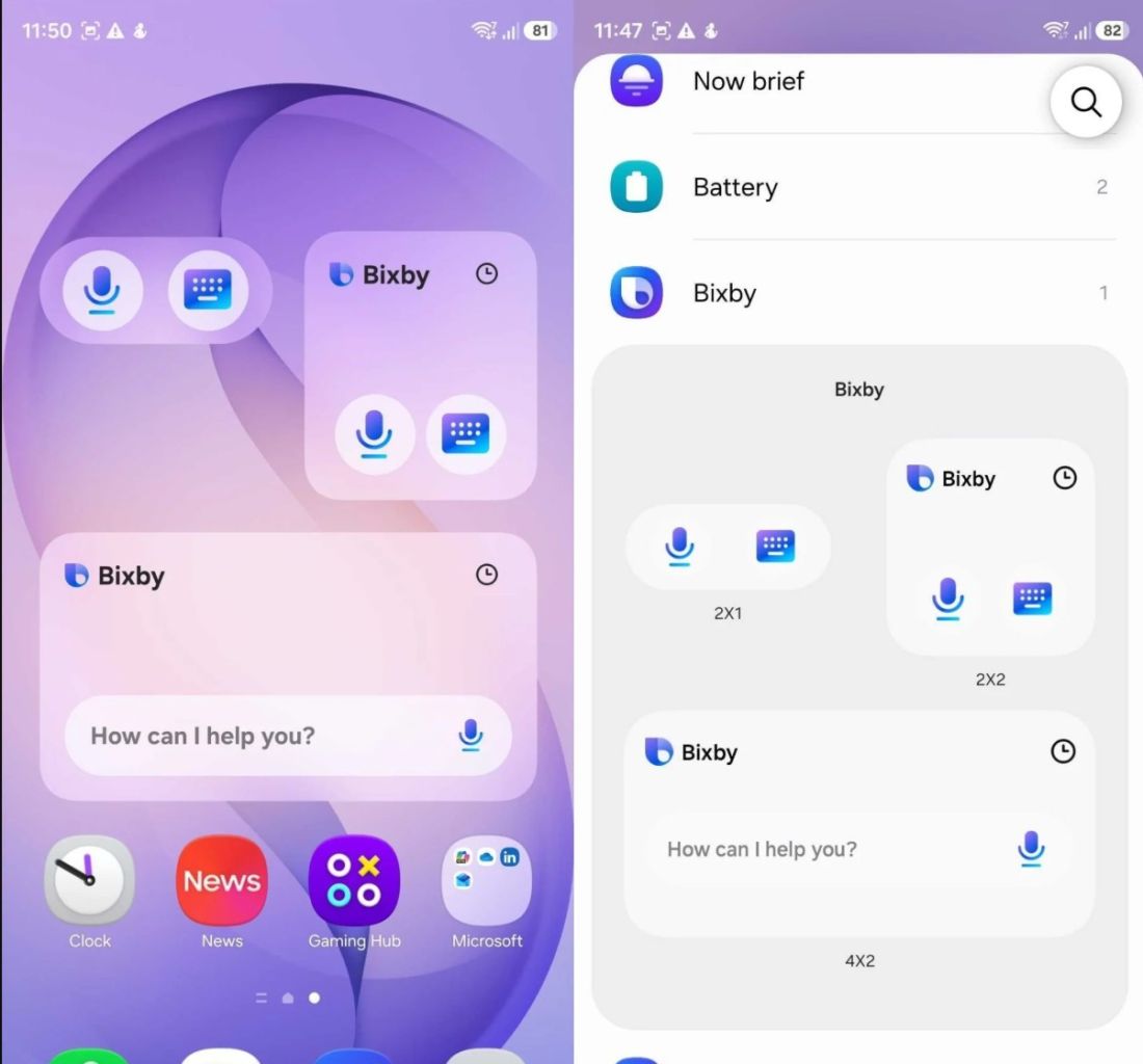 oneui9 widget bixby