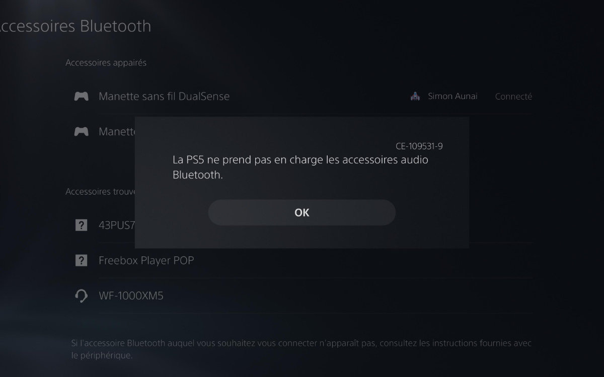 ps5 bluetooth problème