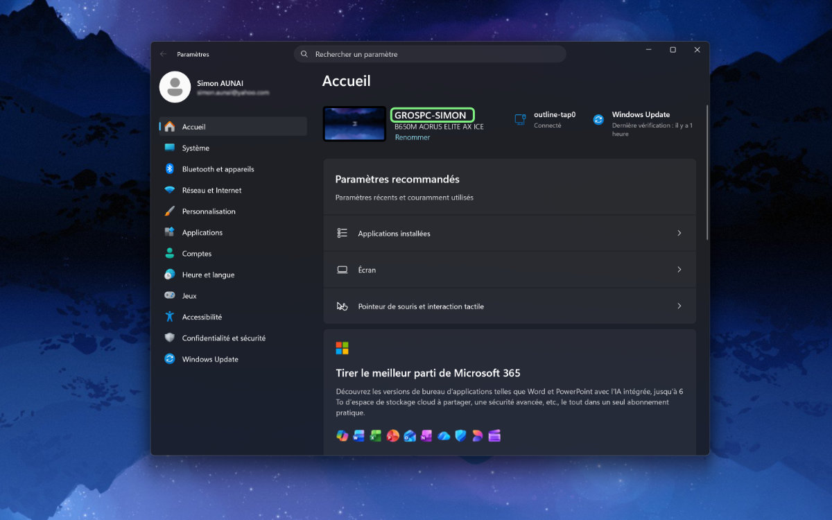 windows 11 nom PC