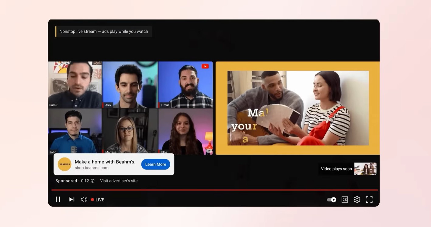 YouTube commence à diffuser de la publicité sans couper la lecture des vidéos