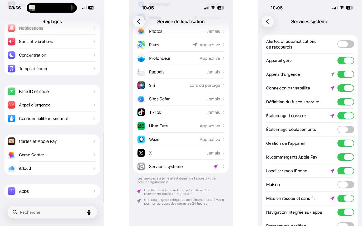 Appel d'urgence localisation iPhone