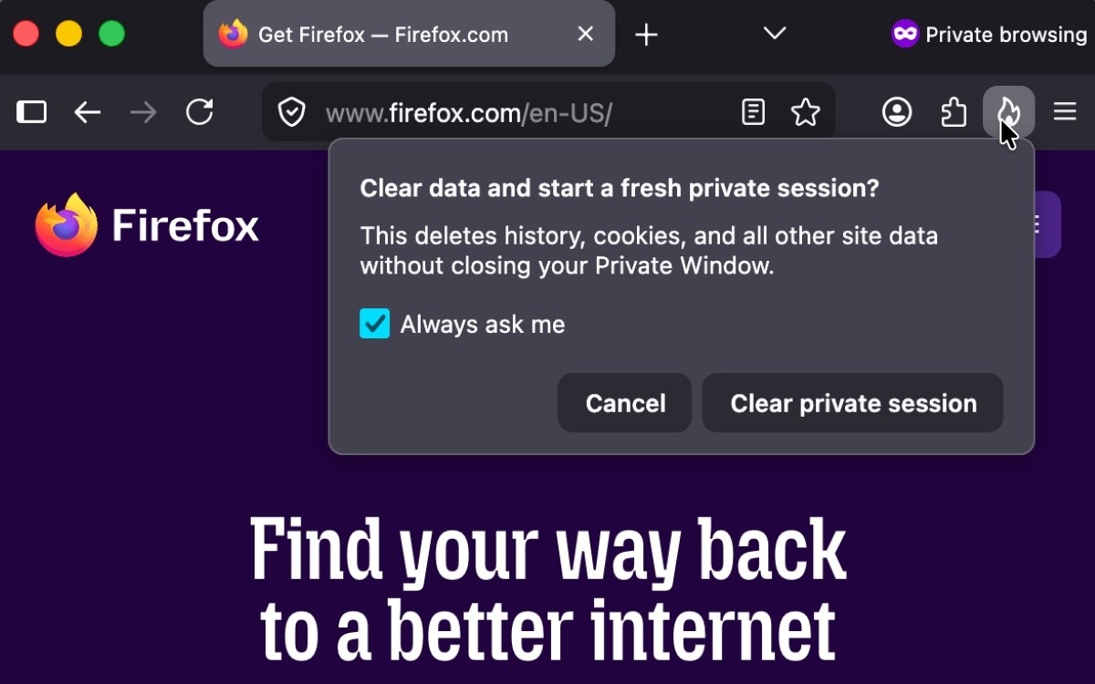 Firefox 151 navigation privée