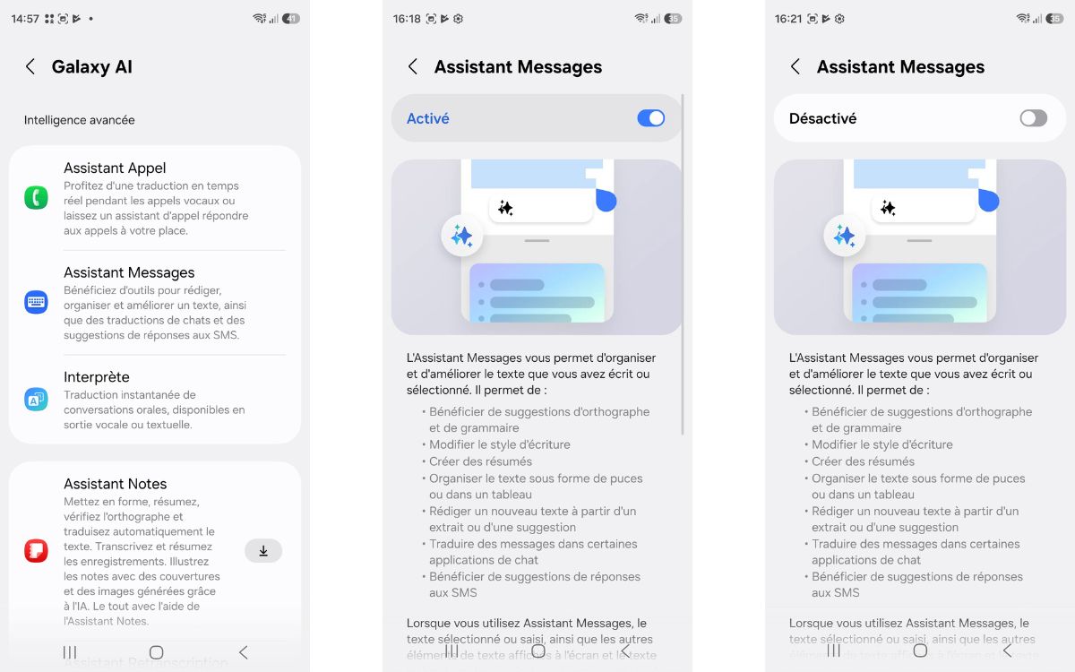 Galaxy AI désactiver fonction