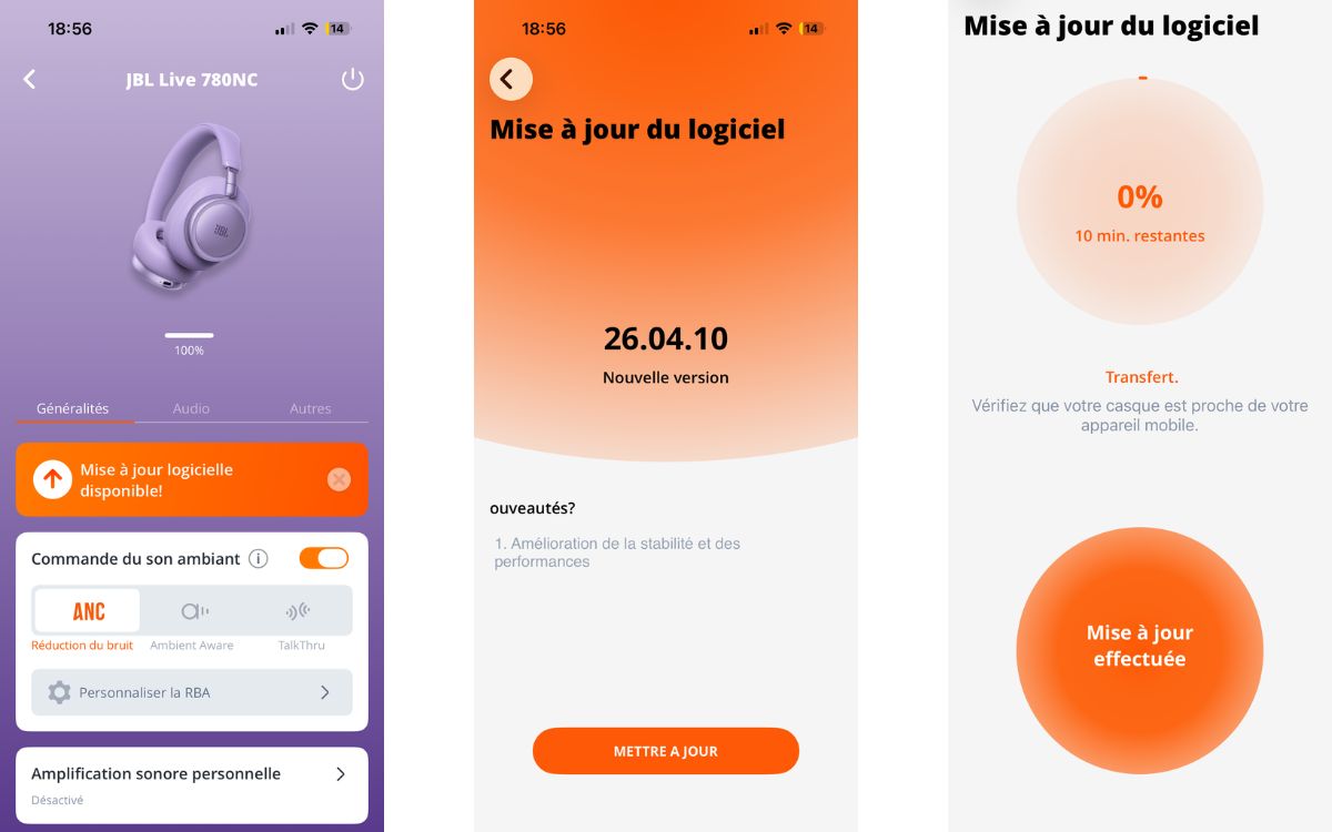JBL Live 780NC mise à jour