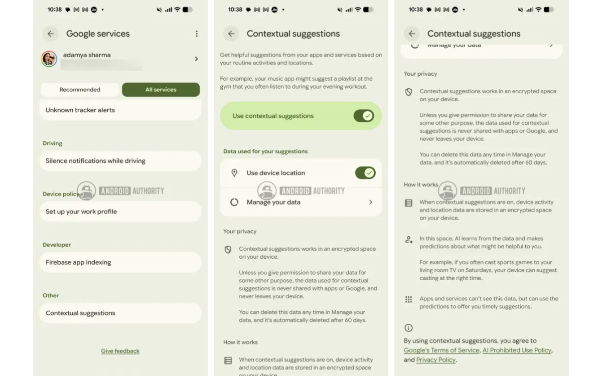 Suggestions contextuelles Google Android