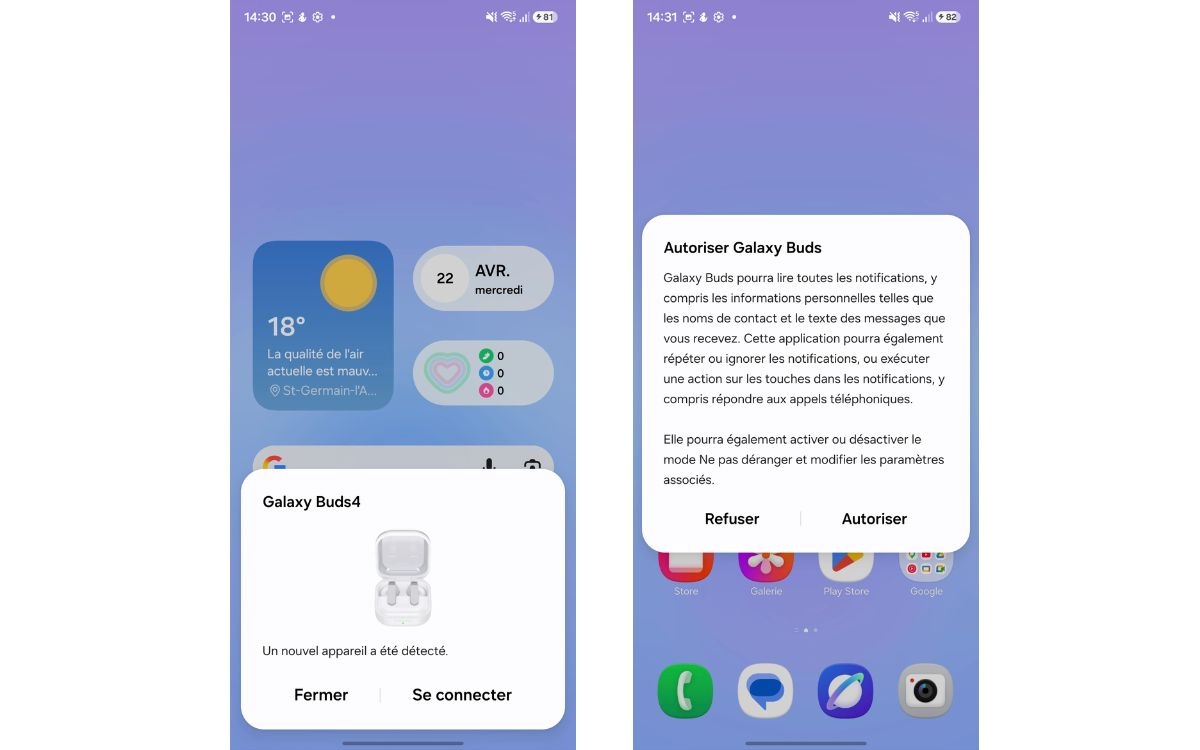 Test Samsung Galaxy Buds 4 appairage